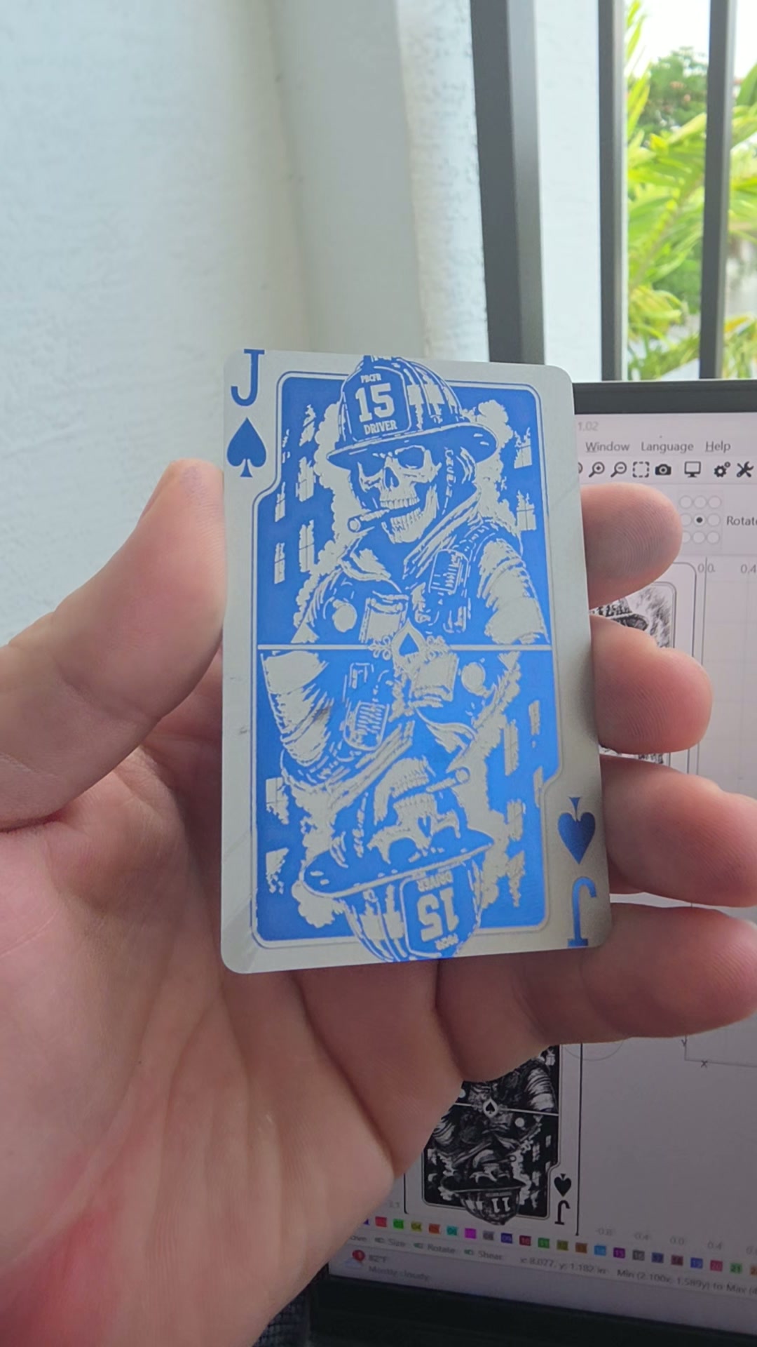 Engraved metal Jack of Spades — PBCFR Driver 15